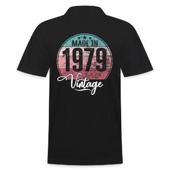 Vintage Made in 1979 Geburtsjahr 1979 Geburtstag - Männer Poloshirt - Schwarz - Hinten - Kai (181cm)