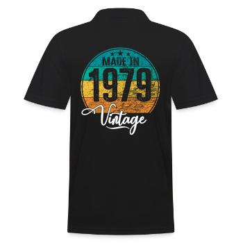 Vintage Made in 1979 Geburtsjahr 1979 Geburtstag - Männer Poloshirt - Schwarz - Hinten - Kai (181cm)