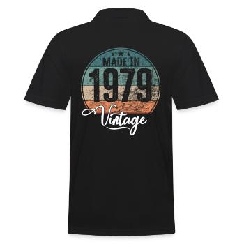 Vintage Made in 1979 Geburtsjahr 1979 Geburtstag - Männer Poloshirt - Schwarz - Hinten - Kai (181cm)