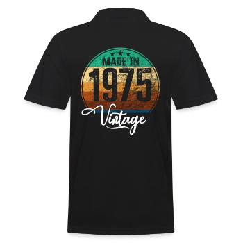 Vintage Made in 1975 Geburtsjahr 1975 Geburtstag - Männer Poloshirt - Schwarz - Hinten - Kai (181cm)