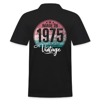 Vintage Made in 1975 Geburtsjahr 1975 Geburtstag - Männer Poloshirt - Schwarz - Hinten - Kai (181cm)