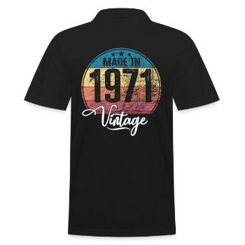 Vintage Made in 1971 Year of birth 1971 Birthday - Men's Polo Shirt - black - Back - Kai (181cm)