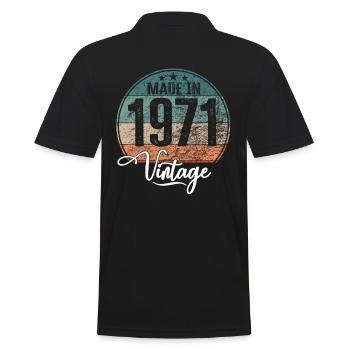 Vintage Made in 1971 Year of birth 1971 Birthday - Men's Polo Shirt - black - Back - Kai (181cm)