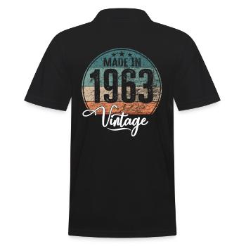 Vintage Made in 1963 Geburtsjahr 1963 Geburtstag - Männer Poloshirt - Schwarz - Hinten - Kai (181cm)