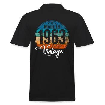 Vintage Made in 1963 Geburtsjahr 1963 Geburtstag - Männer Poloshirt - Schwarz - Hinten - Kai (181cm)