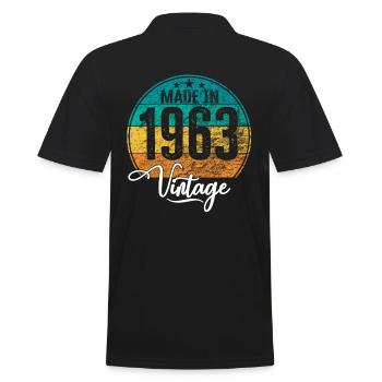 Vintage Made in 1963 Geburtsjahr 1963 Geburtstag - Männer Poloshirt - Schwarz - Hinten - Kai (181cm)