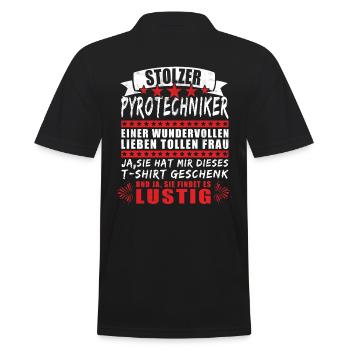 Stolzer Pyrotechniker Pyrotechnik - Männer Poloshirt - Schwarz - Hinten - Kai (181cm)
