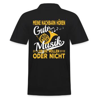 Blasmusiker Horn Musiker - Männer Poloshirt - Schwarz - Hinten - Kai (181cm)
