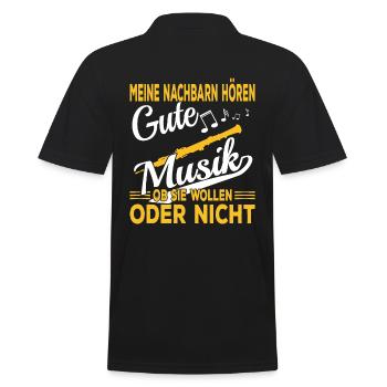Oboe Musiker - Männer Poloshirt - Schwarz - Hinten - Kai (181cm)