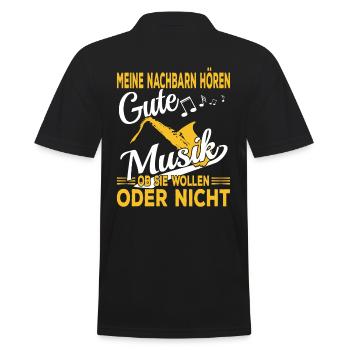 Saxophone Musiker - Männer Poloshirt - Schwarz - Hinten - Kai (181cm)