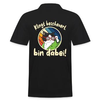 Lustiger Party Spruch mit Katze - Männer Poloshirt - Schwarz - Hinten - Kai (181cm)