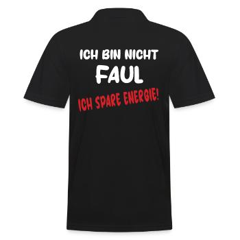 Ich bin nicht faul - Männer Poloshirt - Schwarz - Hinten - Kai (181cm)