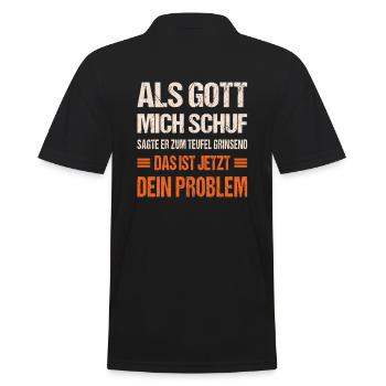 Als Gott mich schuf sagte er zum Teufel - Männer Poloshirt - Schwarz - Hinten - Kai (181cm)