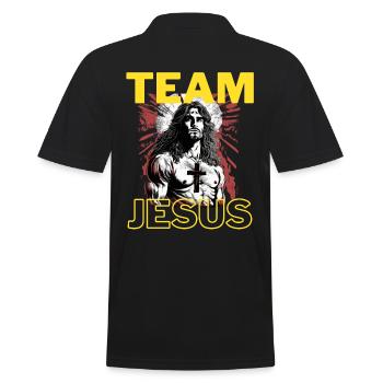 Team Jesus, Solidarität für alle Religionen, Bibel - Männer Poloshirt - Schwarz - Hinten - Kai (181cm)