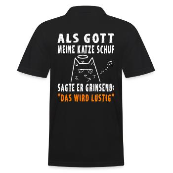 Lustige Katzen Sprüche - Männer Poloshirt - Schwarz - Hinten - Kai (181cm)