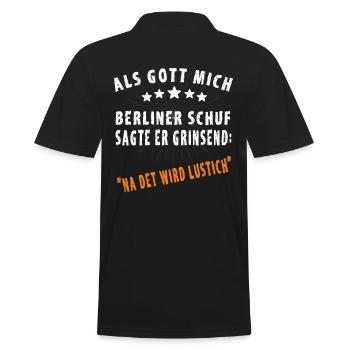 Lustige Berliner Sprüche - Männer Poloshirt - Schwarz - Hinten - Kai (181cm)