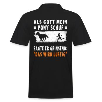 Lustiger Pferde Spruch - Männer Poloshirt - Schwarz - Hinten - Kai (181cm)