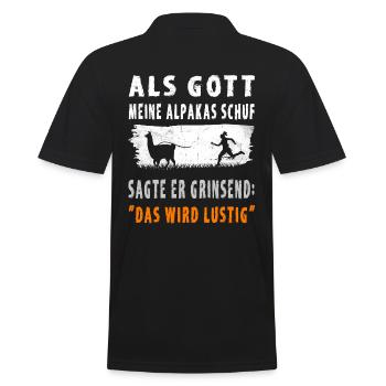 Lustiger Alpaka Spruch - Männer Poloshirt - Schwarz - Hinten - Kai (181cm)