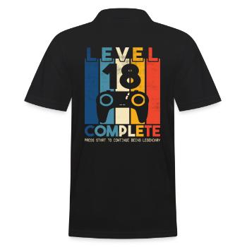 Level 18 complete Gaming Geburtstag - Männer Poloshirt - Schwarz - Hinten - Kai (181cm)