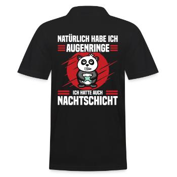Gaming Nachtschicht Panda - Männer Poloshirt - Schwarz - Hinten - Kai (181cm)