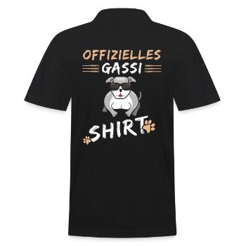 Old English Bulldog Gassi Outfit - Männer Poloshirt - Schwarz - Hinten - Kai (181cm)