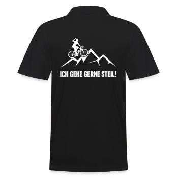 Elektrofahrrad ich gehe gerne steil - Männer Poloshirt - Schwarz - Hinten - Kai (181cm)