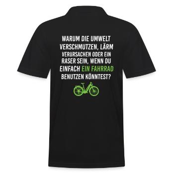 Umwelt Fahrrad Natur E- Bike - Männer Poloshirt - Schwarz - Hinten - Kai (181cm)