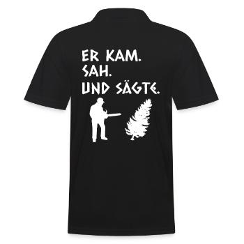 Lustiger Forstwirt Spruch - Männer Poloshirt - Schwarz - Hinten - Kai (181cm)
