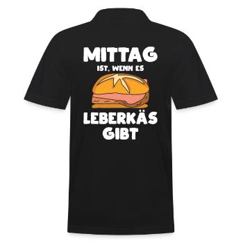 Leberkäs zur Mittagspause - Männer Poloshirt - Schwarz - Hinten - Kai (181cm)