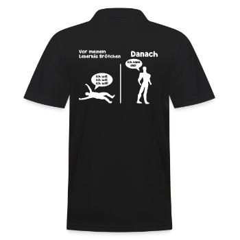 Leberkäs Brötchen - Männer Poloshirt - Schwarz - Hinten - Kai (181cm)