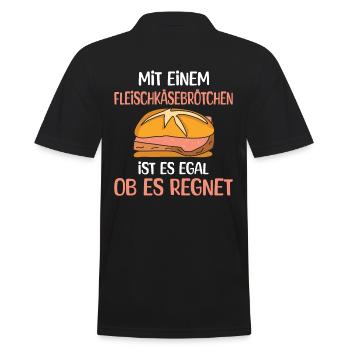 Lustiger Fleischkäsebrötchen Spruch - Männer Poloshirt - Schwarz - Hinten - Kai (181cm)