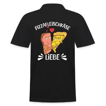 Leberkäse Pizzafleischkäse - Männer Poloshirt - Schwarz - Hinten - Kai (181cm)