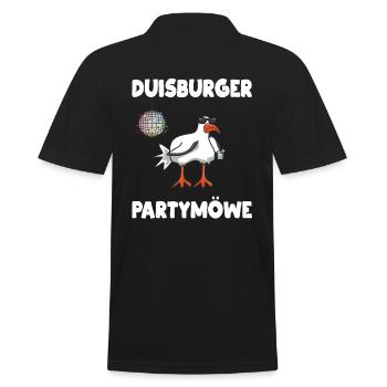 Duisburger Party Möwe - Männer Poloshirt - Schwarz - Hinten - Kai (181cm)