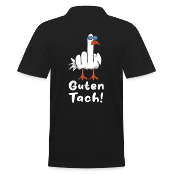Möwe Guten Tach - Männer Poloshirt - Schwarz - Hinten - Kai (181cm)