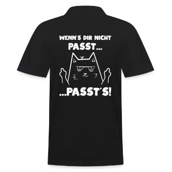 Katze Sarkasmus - Männer Poloshirt - Schwarz - Hinten - Kai (181cm)