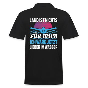 Wassersportler Schwimmbad Schwimmen - Männer Poloshirt - Schwarz - Hinten - Kai (181cm)