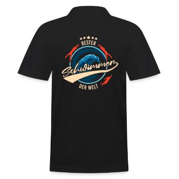Schwimmbad Schwimmen Schwimmer - Männer Poloshirt - Schwarz - Hinten - Kai (181cm)
