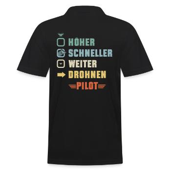 Drohnenpilot Hexacopter Drohnenfliegen - Männer Poloshirt - Schwarz - Hinten - Kai (181cm)