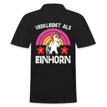 Einhorn Verkleidung Karneval Weiberfastnacht - Männer Poloshirt - Schwarz - Hinten - Kai (181cm)