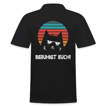 Katze Beruhigt euch - Männer Poloshirt - Schwarz - Hinten - Kai (181cm)