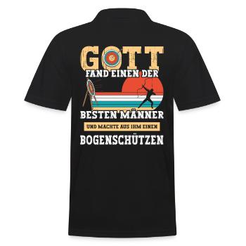 Gott fand besten Mann Bogenschütze - Männer Poloshirt - Schwarz - Hinten - Kai (181cm)