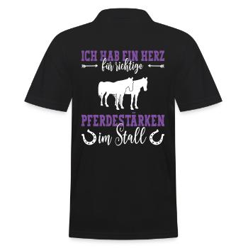 Pferdespruch Shetlandpony - Männer Poloshirt - Schwarz - Hinten - Kai (181cm)