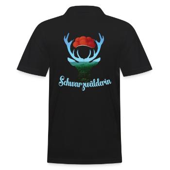 Bollenhut Schwarzwald Schwarzwälderin - Männer Poloshirt - Schwarz - Hinten - Kai (181cm)
