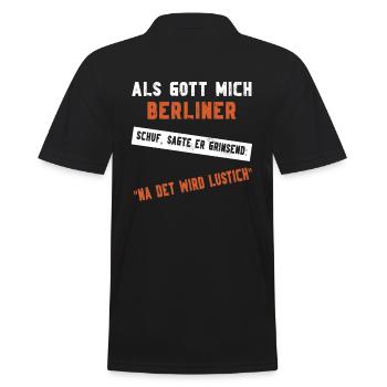 Als Gott mich Berliner schuf - Berlin - Männer Poloshirt - Schwarz - Hinten - Kai (181cm)