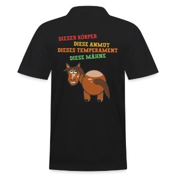 Schönes Pony Longieren - Männer Poloshirt - Schwarz - Hinten - Kai (181cm)