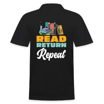 Read, Return, Repeat, Books, Library - Men's Polo Shirt - black - Back - Kai (181cm)