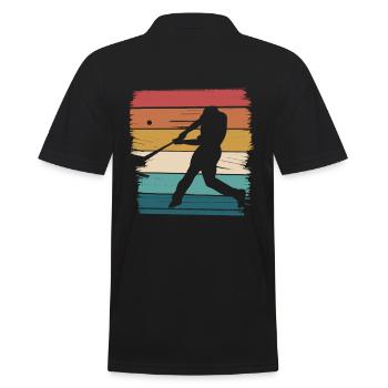Retro Baseball Silhouette im Vintage-Stil - Männer Poloshirt - Schwarz - Hinten - Kai (181cm)