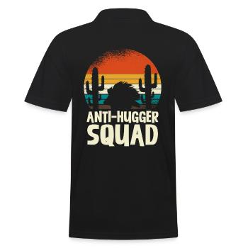 Anti-Hugger Squad Kaktus Retro Wüste Igel - Männer Poloshirt - Schwarz - Hinten - Kai (181cm)