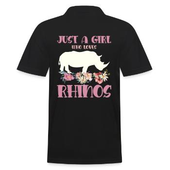 Simply a girl who loves rhinos flowers - Men's Polo Shirt - black - Back - Kai (181cm)