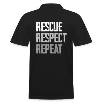 Rettung, Respekt, Wiederholen Statement - Männer Poloshirt - Schwarz - Hinten - Kai (181cm)